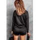 thumbnail image 1 of ABPHQTO Conjunto de dos piezas de top y pantalón corto de punto acanalado negro para mujer, 1 of 5