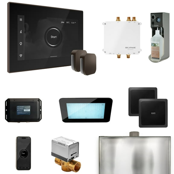 Mr Steam Bliss Max Steam Shower Ctrl Pkg w/iSteamX Control and Steamhead in Black OilRubBronze