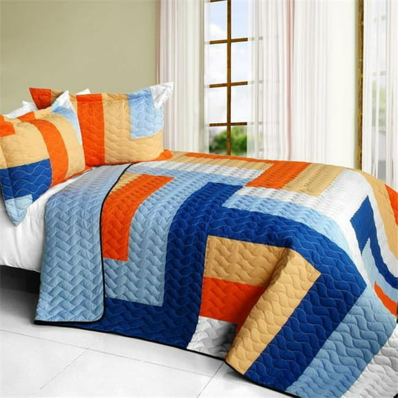 Love Parade - 3 Pieces Vermicelli - Quilted Patchwork Quilt Set  Full & Queen Size - Multicolor