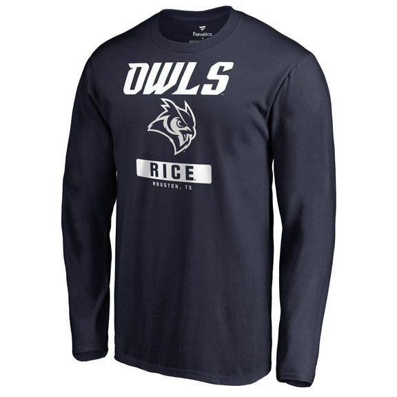 Men's Navy Rice Owls Campus Icon Long Sleeve T-Shirt