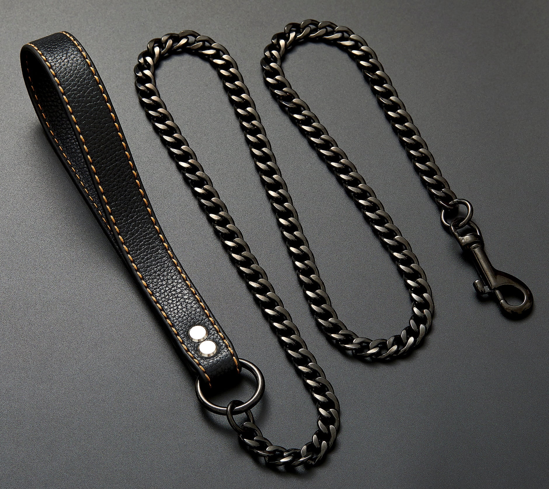 W/W Lifetime 3ft Strong Chew-Proof Metal Steel Black Training Walking Dog Leash Pet Door