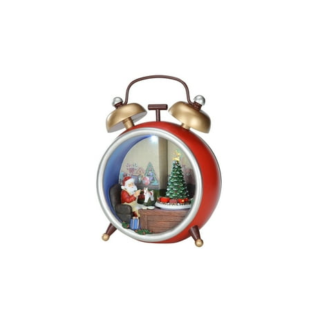 Pack of 2 Red and Gold LED Lighted Musical Santa Alarm Clock Tabletop Decors 9.25"