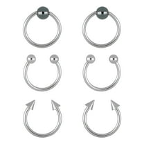 Body Jewelry Women's Stainless Steel 16G Hoop and Horseshoe Cartilage Earrings, 6 Pack