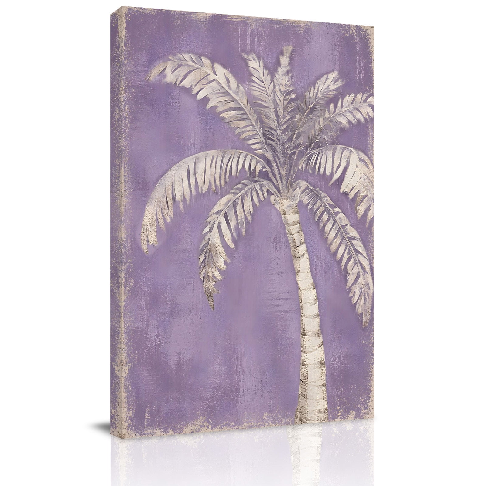 Canvas Wall Art Summer Botanical Framed Canvas Prints for Kitchen Bedroom Tropical Coconut Palm Trees Purple Small Gallery Wrapped Wall Decor for Home Office Gifts 8 x12 Ship Next Day