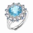 thumbnail image 3 of Anillo de aguamarina Diseño femenino Anillo azul Estilo ajustable y abierto Joyería para la mano, 3 of 8