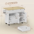 thumbnail image 2 of White Kitchen Island Cart with Drop Leaf & Charging Station - Mobile Kitchen Island Table with Storage, Trash Cabinet & Wheels - Ideal for Living Room, Dining & Entertaining, 2 of 7