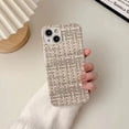 thumbnail image 2 of Funda para teléfono iPhone 14plus con patrón de tejido de piel de cordero, funda de cuero con estilo fragante de colores combinados, 2 of 6