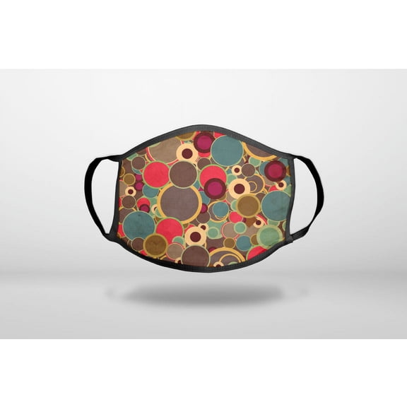 Brown Red Yellow Circles - 3-Ply Reusable Soft Cloth Face Covering, Unisex, Cotton Inner Layer