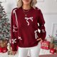 thumbnail image 1 of RKSTN Women's Christmas Sweatshirt Oversized Crewneck Cute Knit Bowknot New Year Holiday Sweatshirts Womens Casual Solid Round Neck Plus Size 3D Bow Trim Loose Comfy Sweatshirt Fall Spring Clothes, 1 of 9