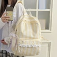 thumbnail image 6 of Women Bow Print Backpack with Multi-Pocket, Lace Trim Large Capacity School Bag for Travel Shopping (Yellow), 6 of 10