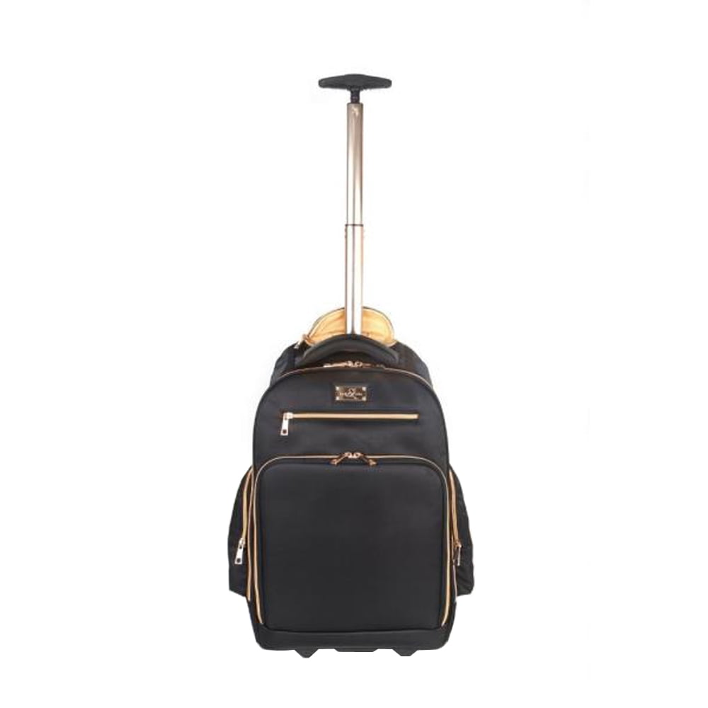 Sandy Lisa Malibu Rolling Backpack, Black/Gold