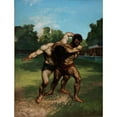 thumbnail image 2 of Gustave Courbet 15x18 Black Ornate Wood Framed Double Matted Museum Art Print Titled - The Wrestlers, 2 of 5