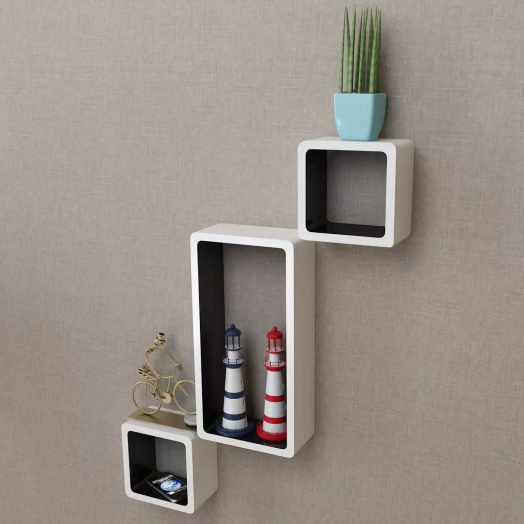 Kepooman Home Office MDF Floating Wall Display Shelf for Book/DVD Storage, White & Black Kepooman Home Office MDF Floating Wall Display Shelf for Book/DVD Storage, White & Black