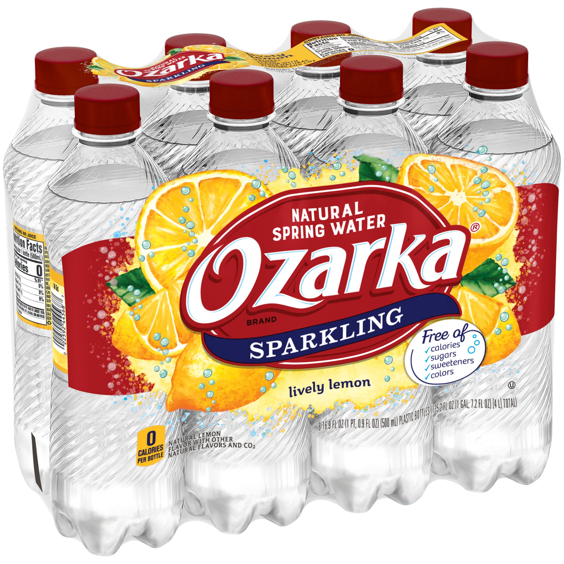 Ozarka Lively Lemon Sparkling Water, 16.9 Fl. Oz., 8 Count