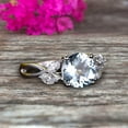 thumbnail image 2 of 1.25 Carat Round Cut Aquamarine Engagement Wedding Ring 10k White Gold Art Deco Marquise Cut Retro Vintage, 2 of 5
