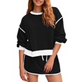 thumbnail image 2 of WTOBBY Women's Fashionable Loose Fit Round Neck Long Sleeve Two-Piece Suit, Casual Outfit for Daily Wear, Comfortable Tracksuit for Women, Perfect for Home Lounge Streetwear,Black L, 2 of 6