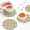 thumbnail image 7 of Lsque colorful easter eggs Pattern 4" Drink Coasters Set of 6, Leather Absorbent Coasters, Table Coaster Set Decorative Coffee Cup Coasters Housewarming Gift,Octagon, 7 of 7