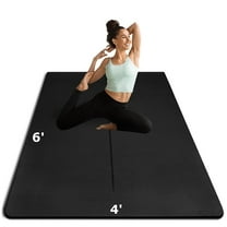 6' x 4' Large 1/3 Inch Extra Thick Double-Sided Non Slip Professional TPE Yoga Mats for Women Men, 24 Sq.Ft Exercise Mat for Yoga, Pilates and Home Workout (Black）