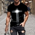 thumbnail image 2 of DeHolifer Men T Shirt Short Sleeve Cross Printed Crewneck Casual Tee T Shirt Loose Fashion Blouse Tops Gray 2XL, 2 of 5