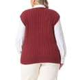 thumbnail image 3 of Agnes Orinda Women's Plus Size Sweater Vest Cable Knit Sweater Sleeveless Pullover Vests 4X Burgundy, 3 of 6