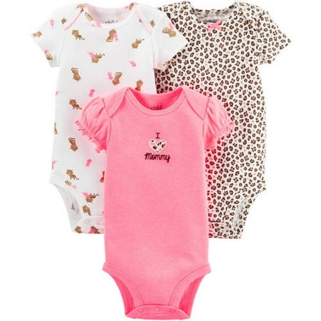 Newborn Baby Girl Bodysuits, 3-Pack - Walmart.com
