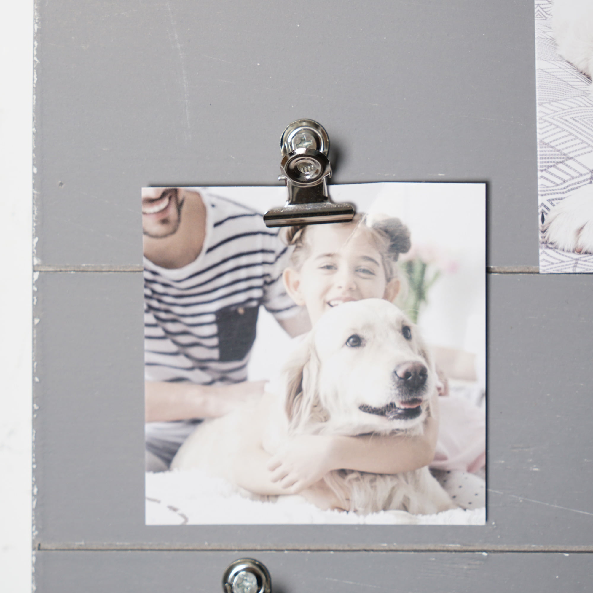 In These Moments Gray Wood Plank Photo Collage Clock with Picture Clip - 20" x 20"