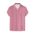 thumbnail image 4 of Men Casual Short Sleeve Checkered Shirt Slim Fit Button Down Plaid Fashion Staple For Fall Winter Everyday Wear Versatile Stylish Outfits Red 5XL, 4 of 4