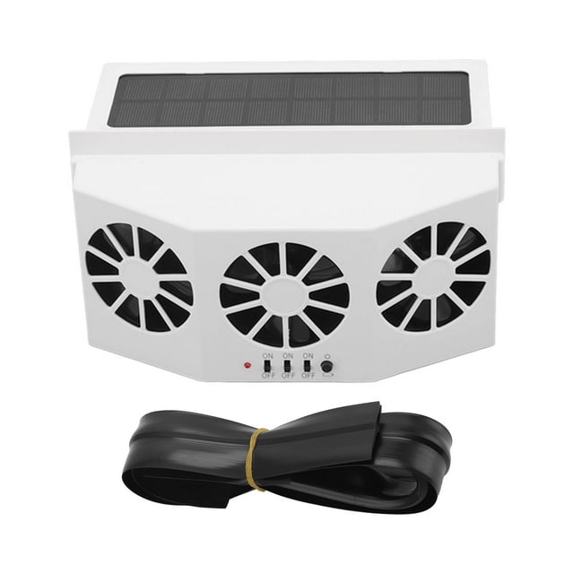 Car Exhaust Ventilation Fan, Easy To Install 3 Fans Solar Powered Car Cooler Energy Saving White For Cars