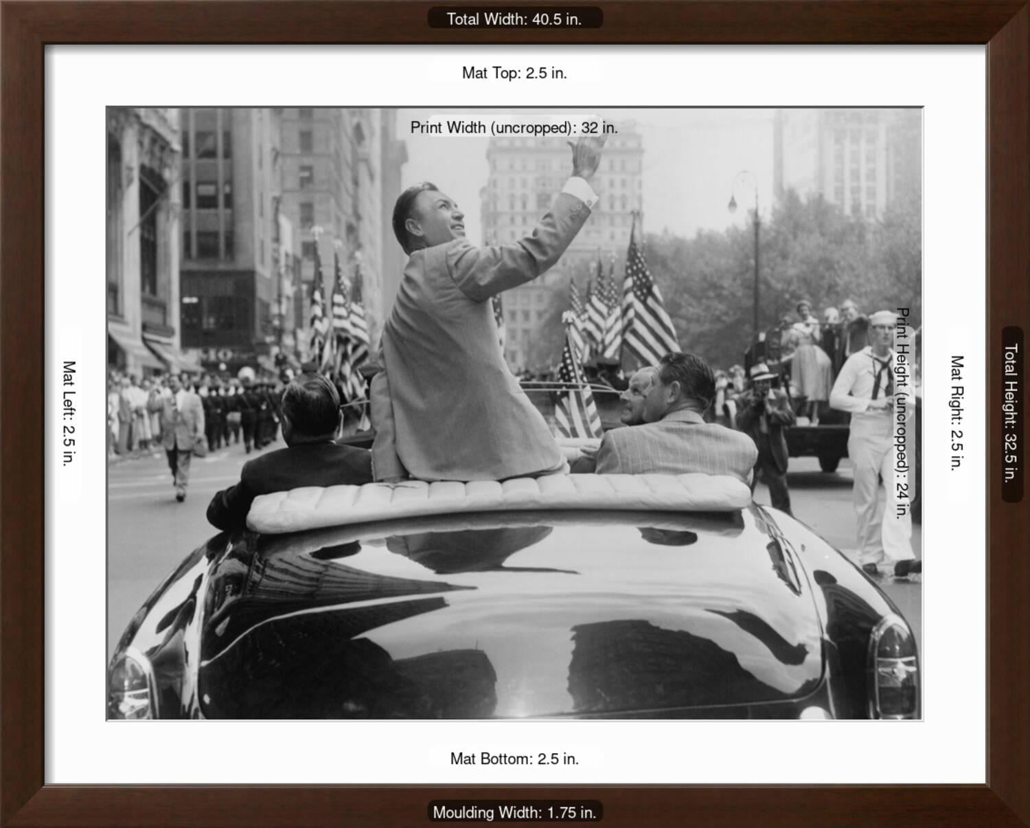 Art.com Ben Hogan Honored in a Ticker-Tape Parade in New York City Photo, Brown Frame Wall Art, 40" x 32"