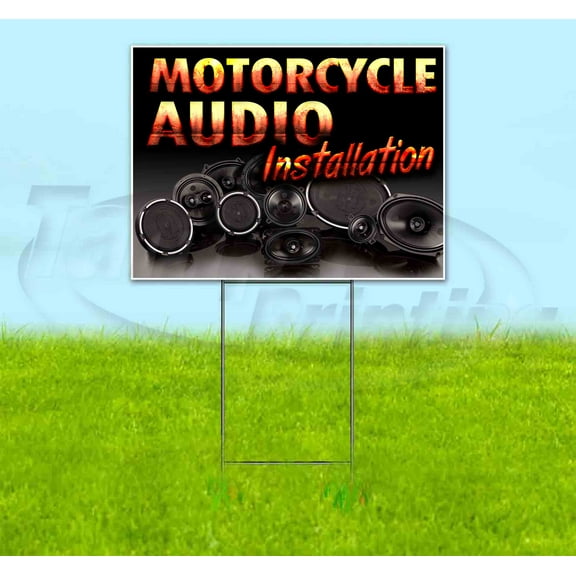 Motorcycle Audio Installation (18" x 24") Yard Sign, Includes Metal Step Stake