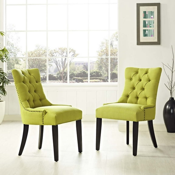 Modway Regent Dining Side Chair Fabric Set of 2 in Wheatgrass