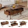 thumbnail image 1 of 40" Lift Top Coffee Table, 4 in 1 Square Coffee Table with 2 Drawers, Modern Coffee Tables with Lift Tabletop, Converts to Dining Table for Living Room, Home Office,Brown, 1 of 9