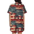 thumbnail image 6 of Fuzoiu Vintage American Flag Elephant Print Women's Short-Sleeved Pajama Set,Lounge Sleepwear Set,Womens Pajama Sets 2 Piece,Button-Up Top and Shorts with Pockets-XX-Large, 6 of 7