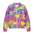 thumbnail image 4 of SCRAWLGOD Hippie Flower Heart Print Pink Womens Zip Up Sweatshirt Casual Jacket Crewneck Long Sleeve Oversized Jacket Fall Outfits with Pockets for Casual Wear, M, 4 of 7