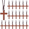 thumbnail image 1 of 30 collares de madera a granel, colgante de Pascua de madera, crucifijo marrón coco, collar pequeño de oración, pulsera de cordón de nailon., 1 of 6