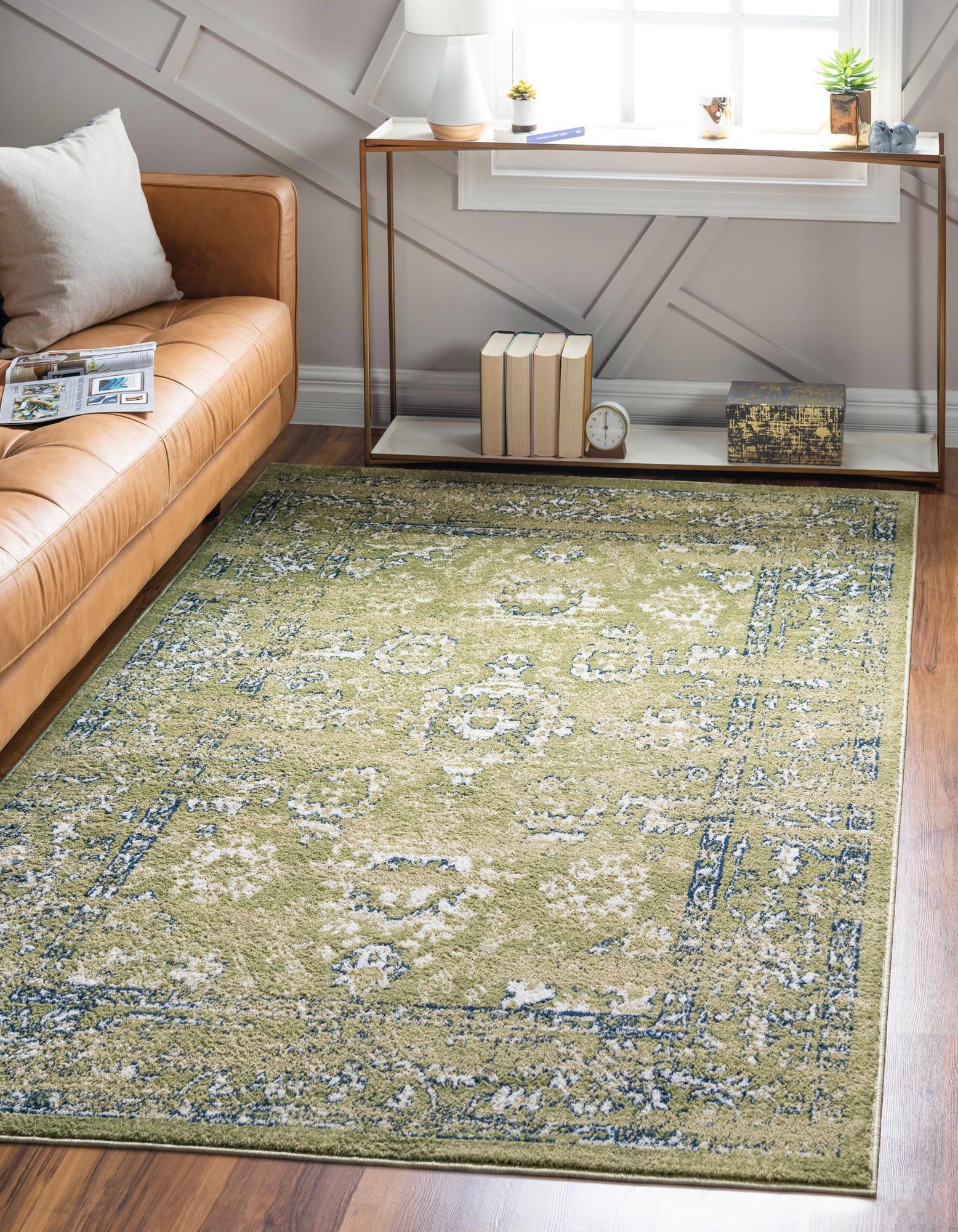 Charleston Collection Rug 9' x 12' Green LowPile Rug