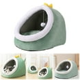 thumbnail image 2 of Foldable Cat Bed with Plush Mat, Large Enclosed Cat Cave for Indoor Cats, Multi-Functional Cat Furniture with Warm Hideaway, Space Saving Design for Home Decor, 2 of 9