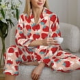 thumbnail image 6 of Lsque Red Strawberry Pattern Long Sleeve Pajama Set for Women - Soft 2-Piece Sleepwear and Loungewear Set with Pockets, Comfy Nightwear-Medium, 6 of 7