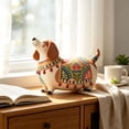 thumbnail image 5 of Lumulena Bohemian Dachshund Figurine, Hand-Painted Resin Dog Statue with Tassel, Multicolor Folk Art Decor for Shelf Mantel and Desk, Handmade Painted Art Pattern Decorative Ornaments, 5 of 7