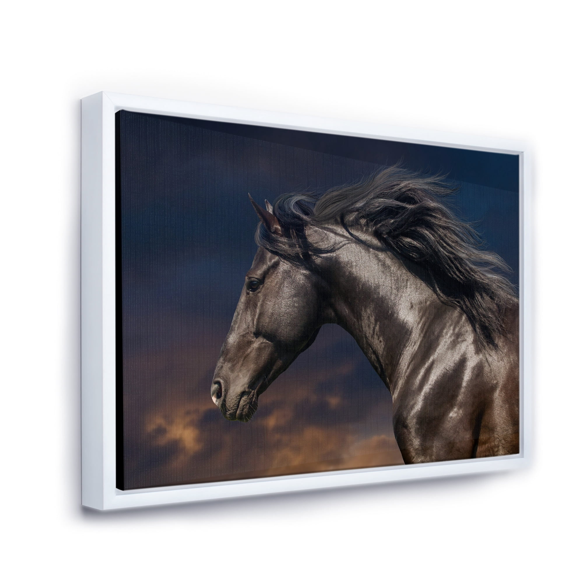 Designart 'Close Up Of Thoroughbred Nonius Stallion Horse III' Farmhouse Framed Canvas Wall Art Print