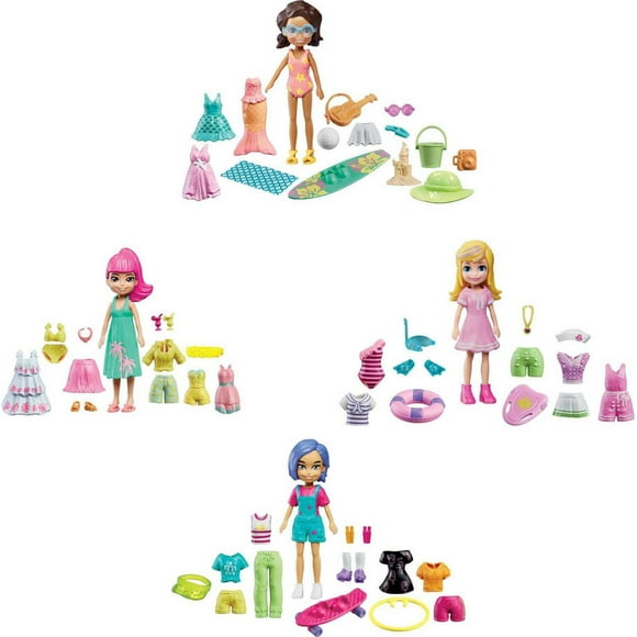 Polly Pocket Coffret Style en vogue, 4 poupées de 7,62 cm, tenues