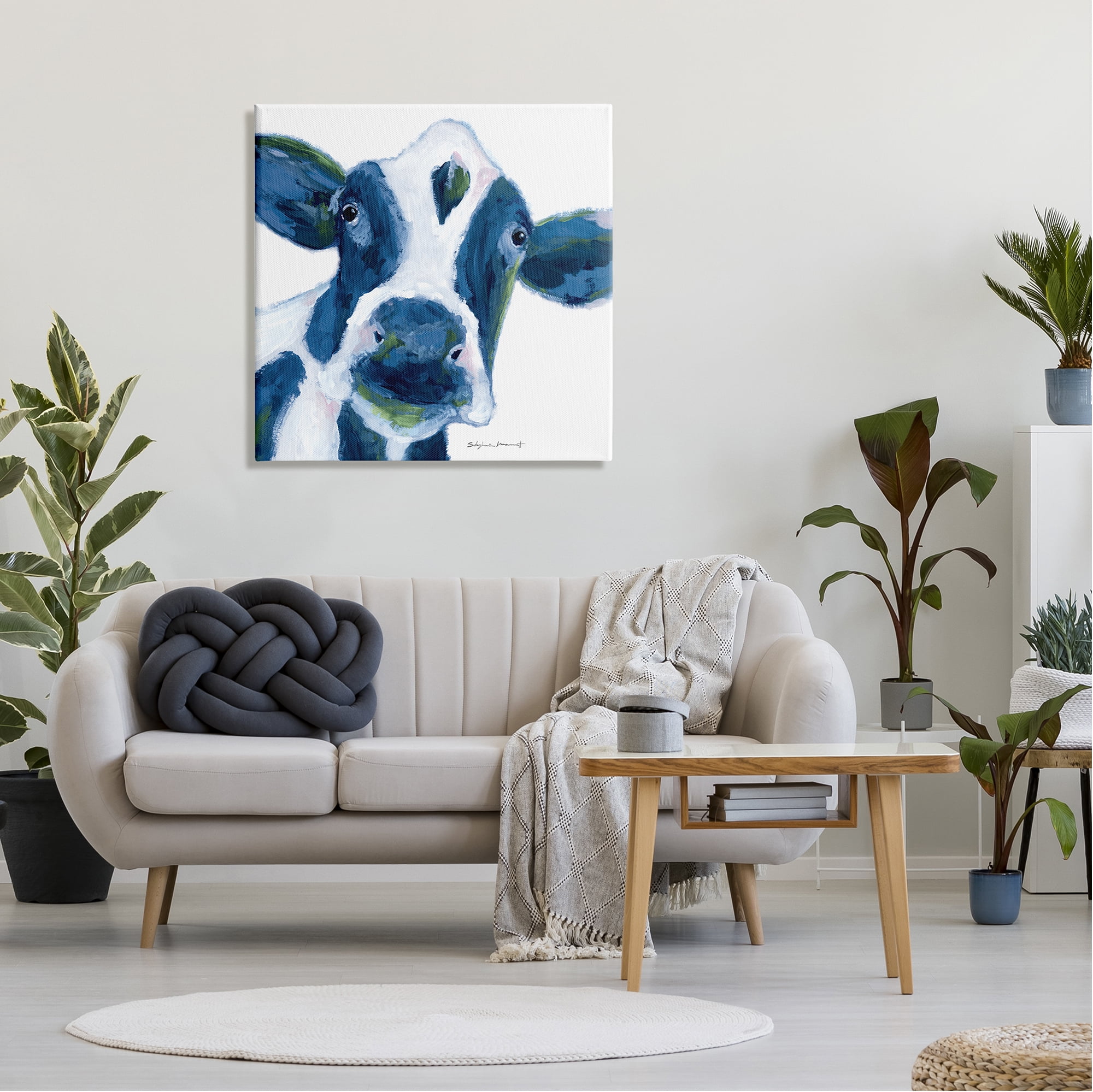 Stupell Country Cow Face Farm Animal Animals & Insects Painting Gallery Wrapped Canvas Print Wall Art
