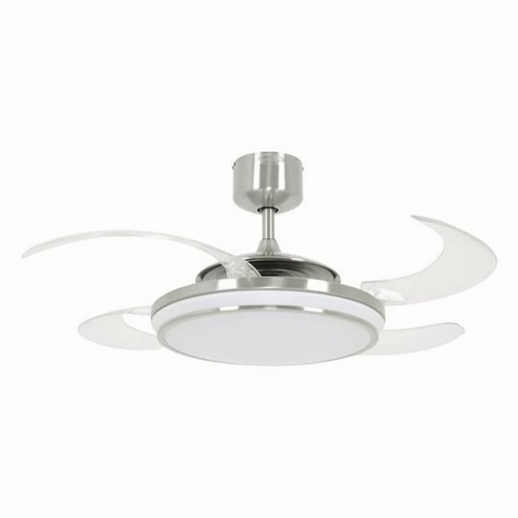 Fanaway Evo1 Retractable 4-blade LED Lighting with Remote Ceiling Fan, Brushed Chrome