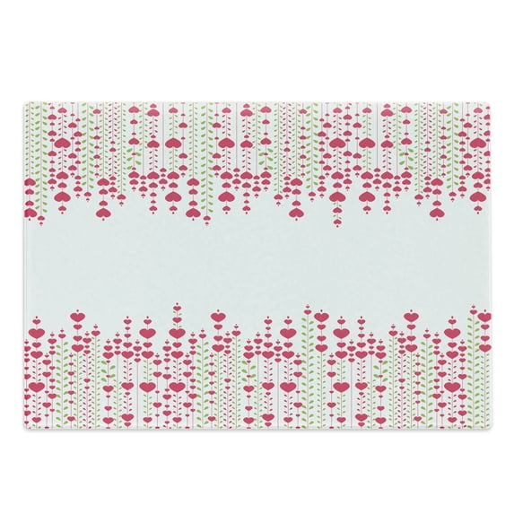 Love Cutting Board, Heart Bouquet Plants Leaves Creativity Valentine's Flowers Love Art, Decorative Tempered Glass Cutting and Serving Board, Large Size, Magenta Green White, by Ambesonne
