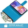 thumbnail image 5 of Compatible with Samsung Galaxy A23 5G/4G Wallet Phone Case and Tempered Glass Screen Protector Flower Faux Leather Flip Credit Card Holder Stand Zipper Cell Cover for A 23 23A 6.6 Women Blue, 5 of 8