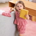 thumbnail image 5 of CAUYDY Toddler Girls Short Sets Outfits Short Sleeve T-Shirt Tops and Elastic Shorts Sets 2Pcs Baby Girl Clothes Set kids For 6 12 18 24 Months 2T 3T 4T 5T (Sizes 18-24 Months,H03-Red), 5 of 9