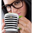 thumbnail image 2 of 3drose, Black White Stripes Horizontal Golden Bee, 15oz Two-tone Green Mug, 2 of 6