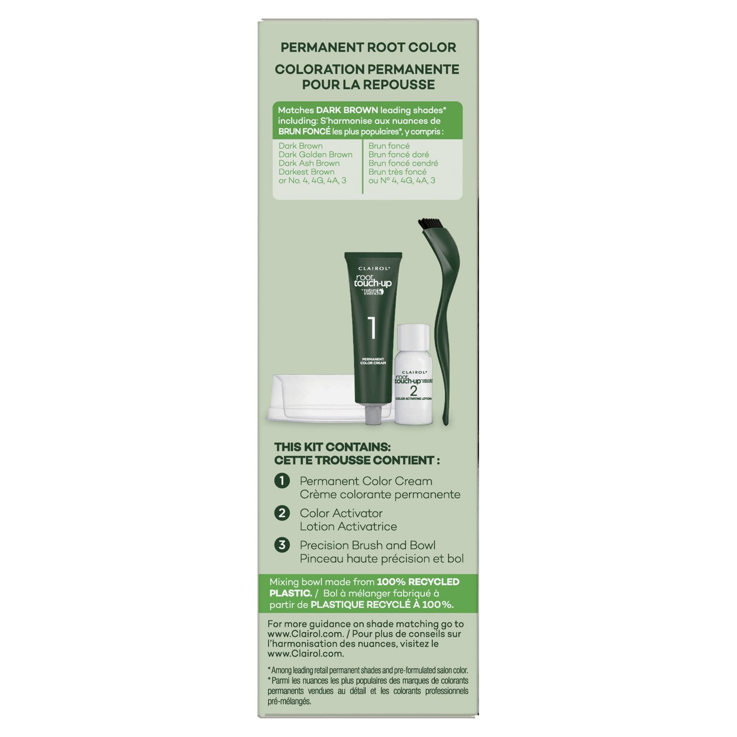 (3 pack) Clairol Root Touch-Up Natural Instincts Permanent Hair Dye, 4 Dark Brown, Hair Color, 1 Kit