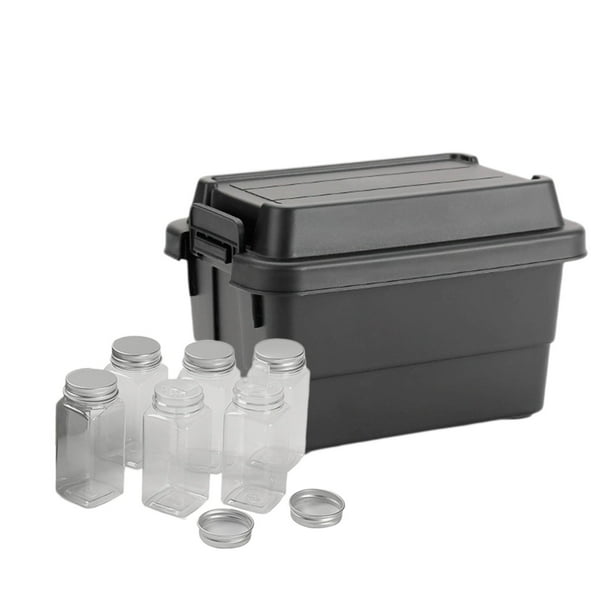 Mini caja de almacenamiento de escritorio para exteriores, organizador de herramientas para barbacoa y camping, y portabotellas para condimentos.