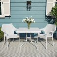 thumbnail image 2 of Strata Furniture Lyra Polypropylene Patio Table with Two Carina Chairs in White, 2 of 3